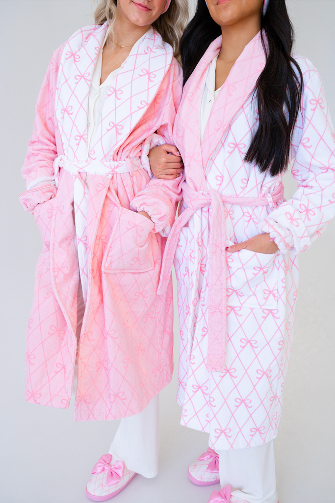 Bow Printed Robe JustKass Bow Robe in Pink | JustKass